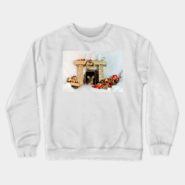 christmas George the mouse in a log pile house Crewneck Sweatshirt by Simon-dell